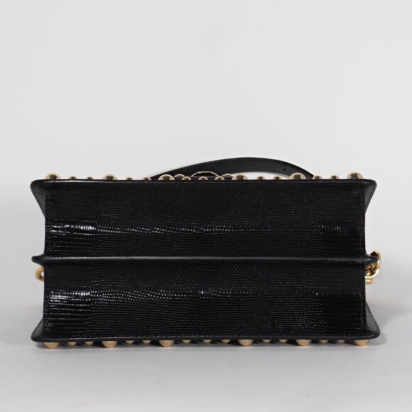 Dolce & Gabbana Black Medium Lucia Shoulder Bag Gold Studded Leather - Picture 10 of 16
